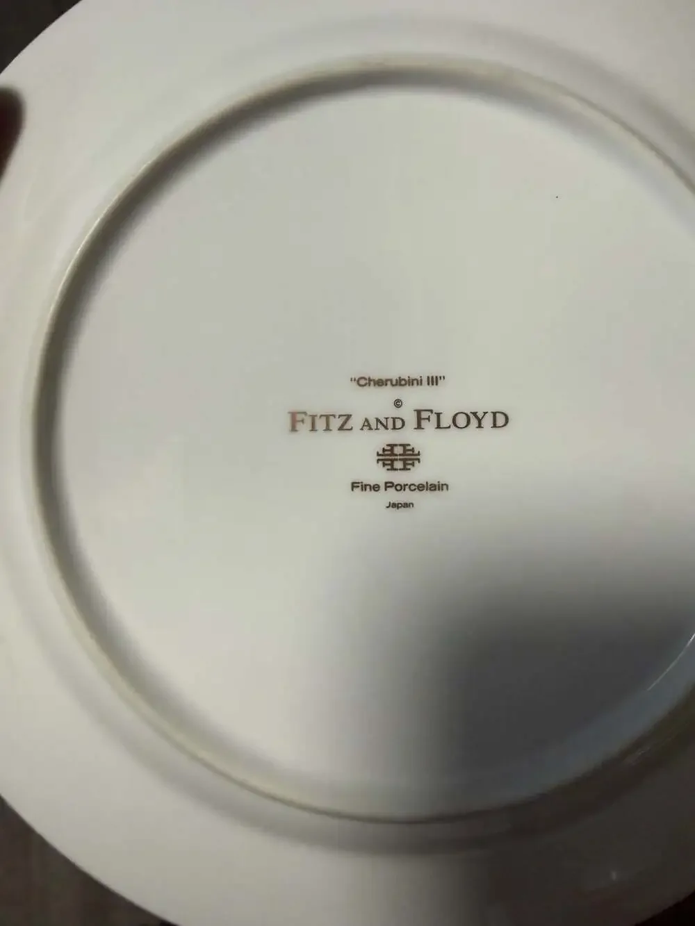 Fitz and Floyd Cherubini III Fine Porcelain Plate Gold Gilt Sanguine
